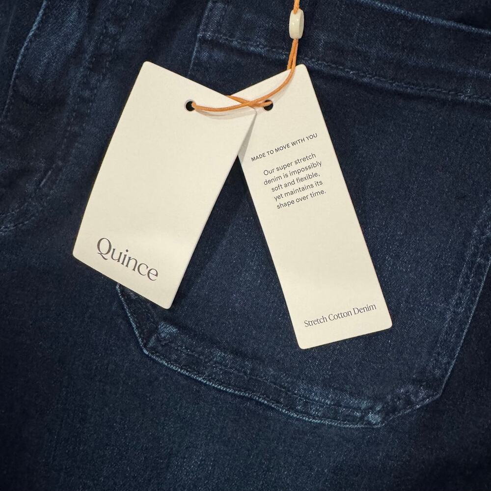 Quince Womens 33x24 Bella High Rise Patch Pocket Wide Leg Jeans Blue Cropped NWT - Picture 7 of 12
